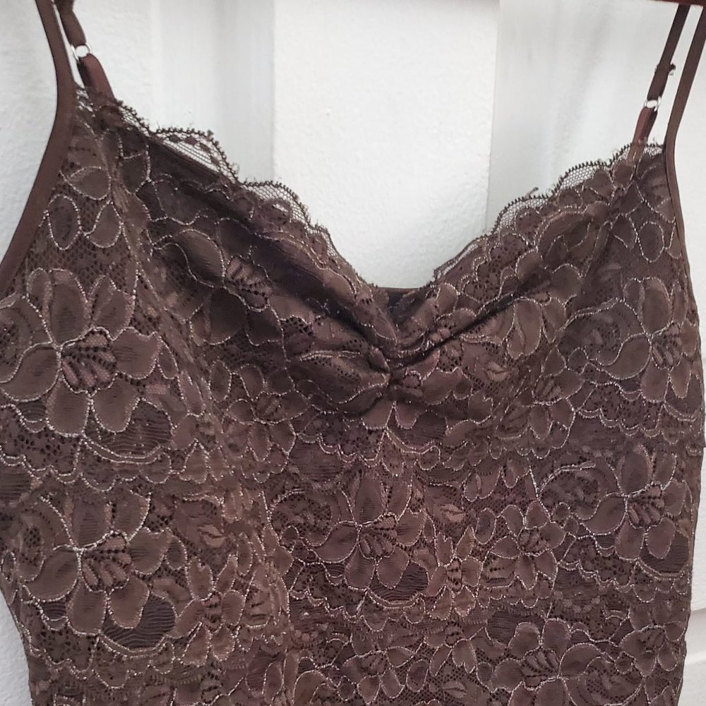 Express Brown Floral Lace Tank Top - M